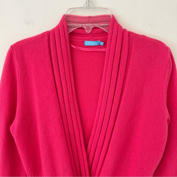 J. McLaughlin 100% Cashmere Hot Pink Front Tie Sweater Cardigan Shawl Neck - Picture 5 of 16